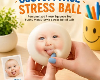 Custom Face Stress Ball, Personalized Photo Squeeze Toy, Funny Manju-Style Stress Relief Gift