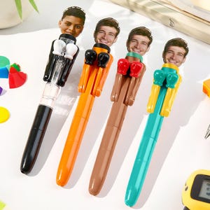 Bolígrafo de boxeo con cara personalizada, divertido bolígrafo personalizado para niños, regalo antiestrés para estudiantes, bolígrafo novedoso con cara, juguete interactivo de escritorio.