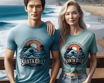 Santa cruz shirt Vintage Gift T-Shirt, Surfing Santa Cruz Surf Board Retro Surfer Beach Sunset, Travel Vacation Tee, Cali Souvenir