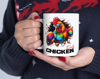 Chicken daddy mug, Chicken lover gift, Custom chicken dad present, Coffee cup chicken, rooster art, gift for him, husband, father, boyfriend