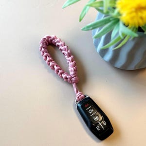 Handmade Crochet Wristlet Keychain: Durable Blue Cord