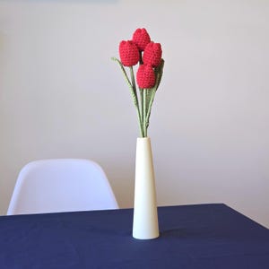 Crochet Tulip Flower – Handmade Red Knitted Tulip for Gifts, Home Decor, Bouquets – Handmade Flower for Mother’s Day Gift - Decoration