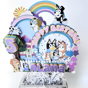 Blue Dog Cake Topper, With Custom name and age.