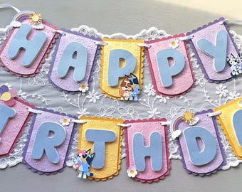 Blue Dog Happy Birthday Banner: Handmade Party Decor