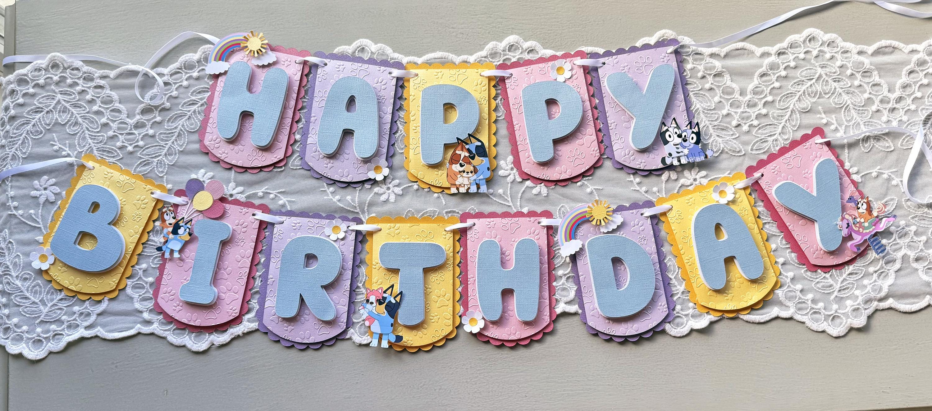 Custom Blue Dog Happy Birthday Banner – Original Design