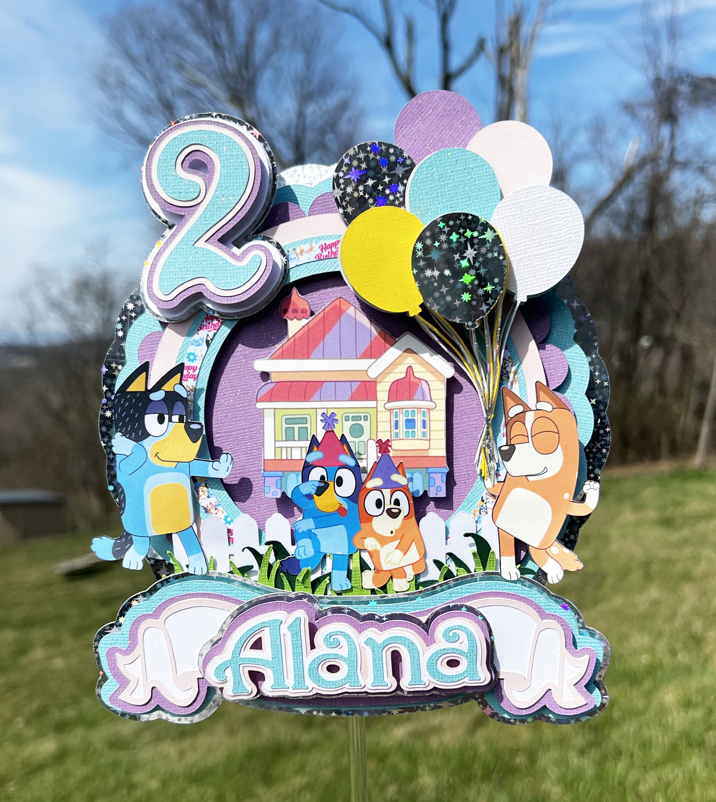 Inspired Dog with Balloons Topper or Centerpiece