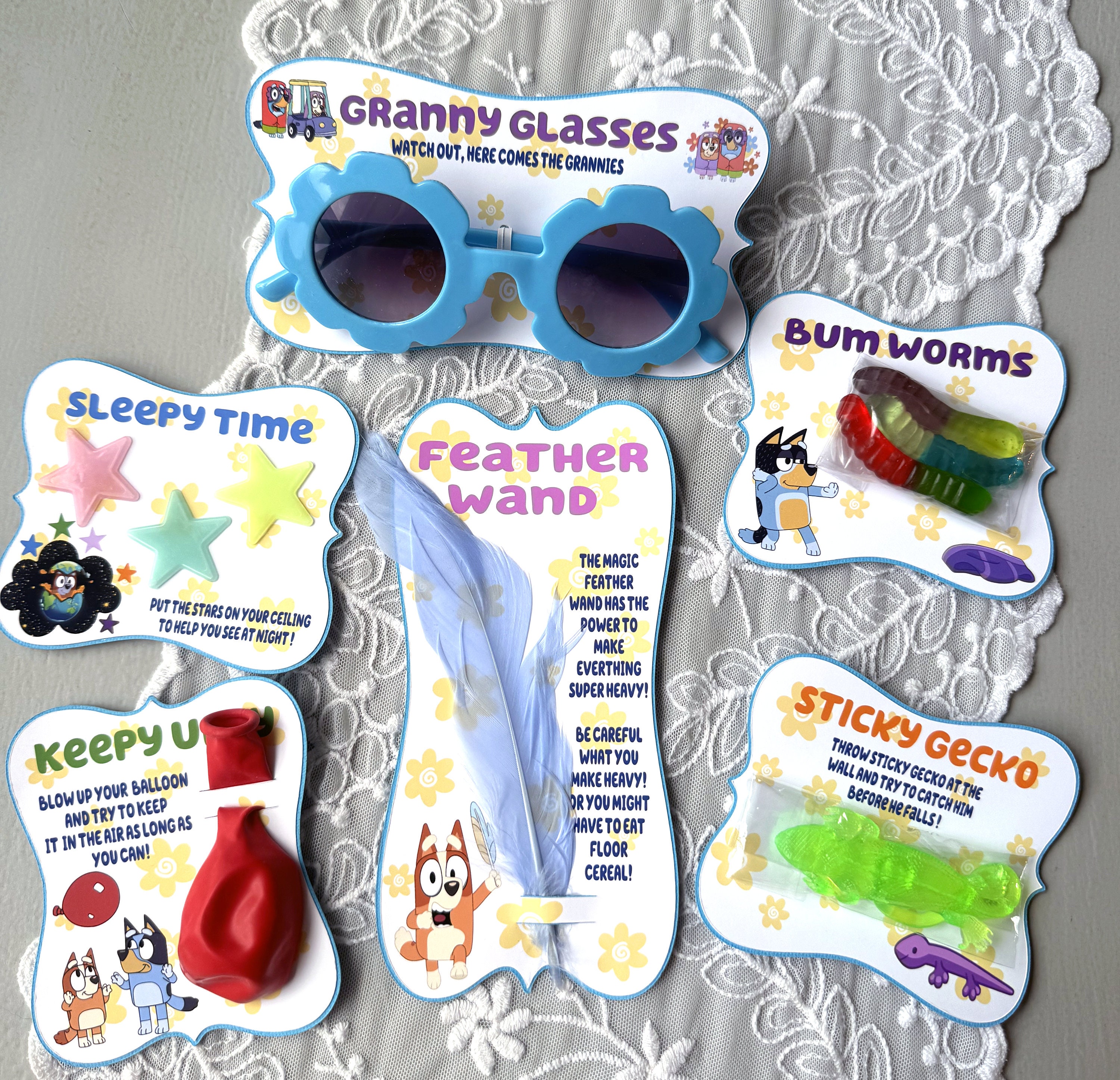 Bluey Granny Glasses & Gecko Party Favor Set