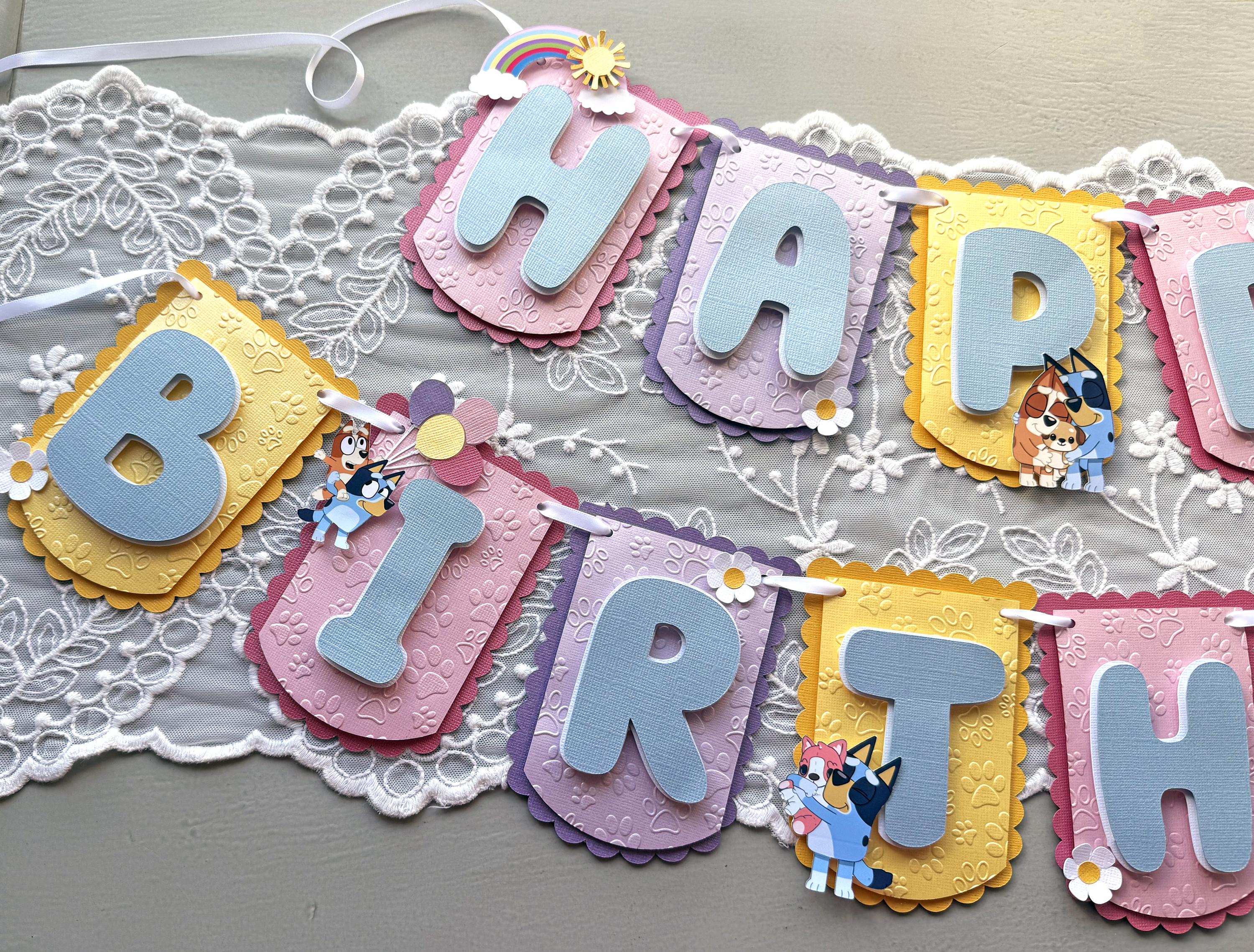 Custom Blue Dog Happy Birthday Banner – Original Design