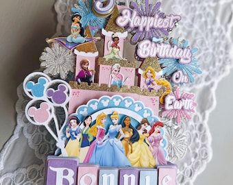 Personalized Princess Cake Topper with Lights: 3D Birthday Party Decor