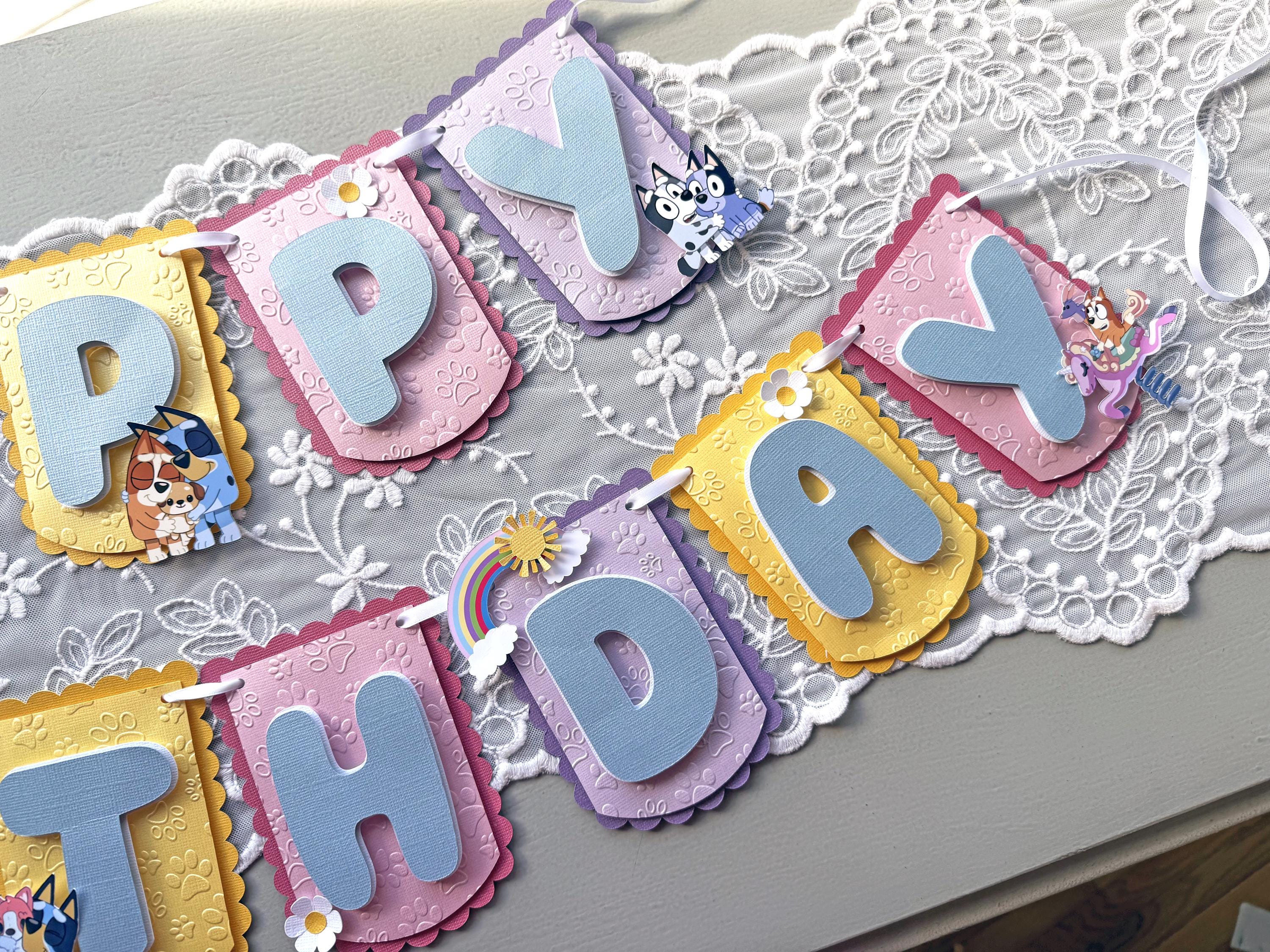 Custom Blue Dog Happy Birthday Banner – Original Design