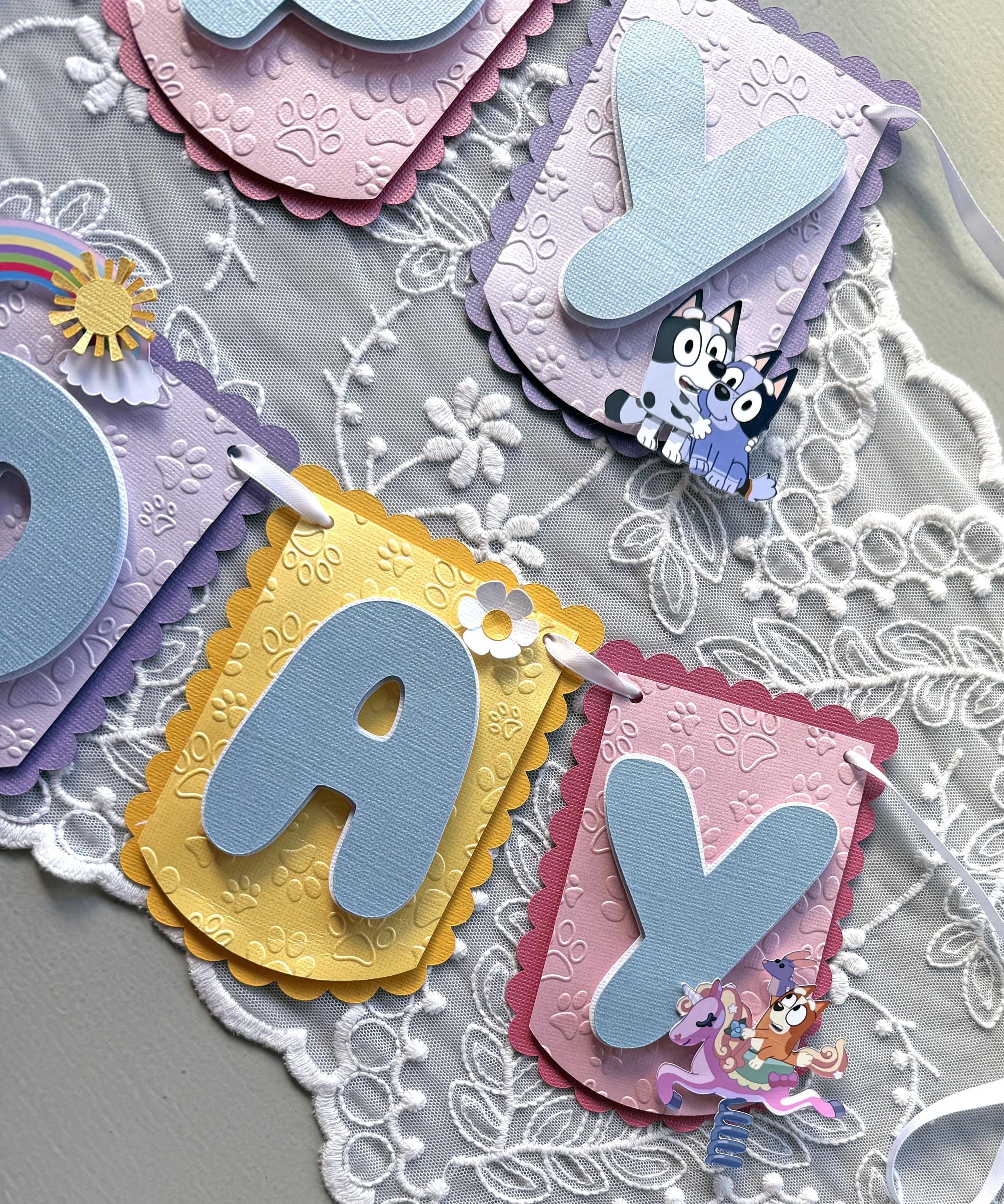 Custom Blue Dog Happy Birthday Banner – Original Design