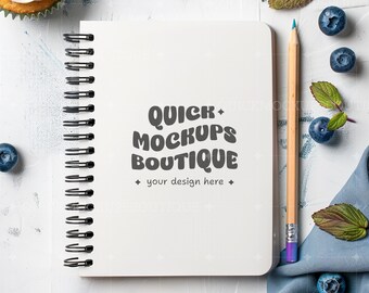 Spiral Notebook Mockup, Boho Style Planner Mockup (PNG)
