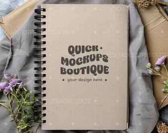 Spiral Notebook Mockup, Boho Planner Mockup (PNG Download)