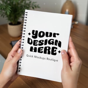Spiral Notebook Mockup PSD Canva Blank Spiral Notebook Journal Mockups JPG | Spiral Journal Mockup in hands Mockup | Boho Journal Mockup
