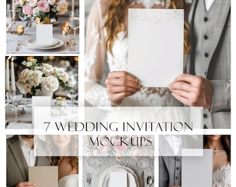 Paquete de maquetas de invitaciones de boda, letreros de mesa, novios (descarga digital)