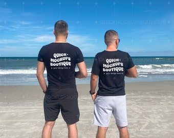 Gildan 64000 Black T-Shirt Mockup - Beach Vibe (PNG Digital Download)