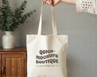 Canvas Tote Bag Mockup, Modern Lifestyle (Digital Download)