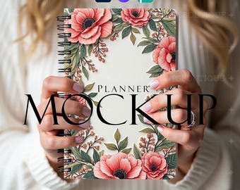 Floral Spiral Notebook Mockup | PSD PNG JPG (Digital Download)