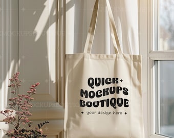 Mockup de sacola de lona natural | Mockup de sacola de compras (PNG)