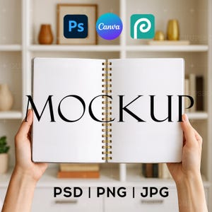 Opened Spiral Notebook Mockup PSD Canva Blank Spiral Notebook Journal Mockups Png | Spiral Journal Mockup | Journal Mockup Gold Spiral