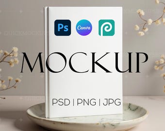 AOP Book Hardcover Mockup PSD Canva Blank Notebook Journal Mockups JPG | Journal Mockup | Journal Canva Mockup | Boho Journal Mockup