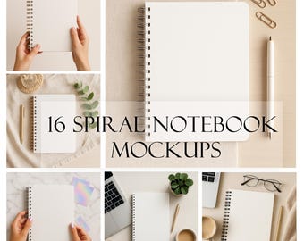 Spiral Notebook Mockup Bundle | Blank Journal, 16 JPG Files (Digital Download)