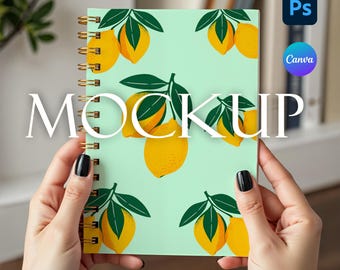 Gold Spiral Notebook Mockup | Canva PSD PNG JPG (Digital Download)