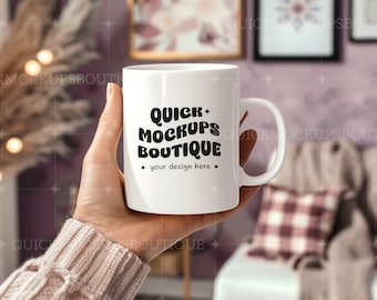 White Coffee Mug Mockup, Blank PNG (Digital Download)
