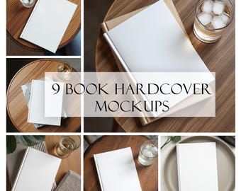 Hardcover Book Mockup Bundle | 9 JPG Mockups (Digital Download)