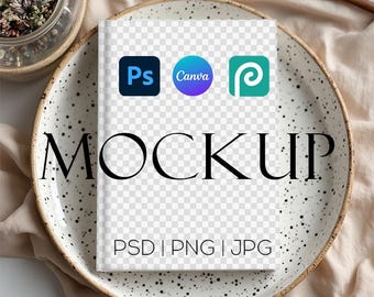 AOP Book Hardcover Mockup PSD Canva Blank Notebook Journal Mockups JPG | Journal Mockup | Journal Canva Mockup | Boho Journal Mockup
