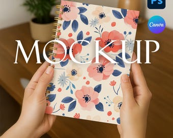 Golden Spiral Notebook Mockup: PSD, PNG, JPG Journal (Digital Download)