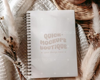 Hardcover Spiral Notebook Mockup | Boho Journal Mockup (Digital Download)