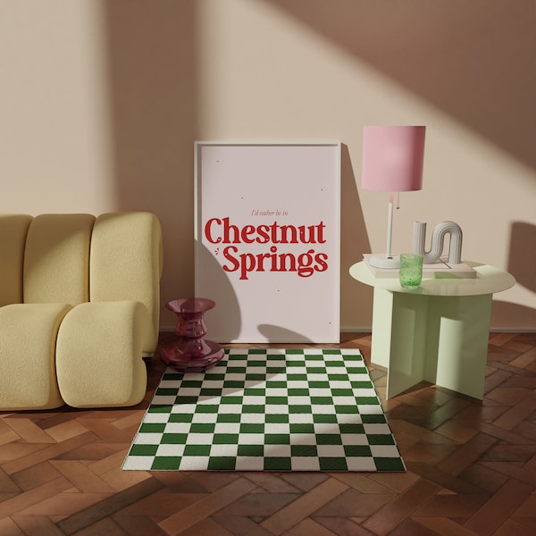 I'd rather be in Chestnut Springs | Aesthetic Bookish Digital Print in Pink and Red