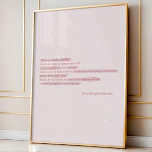 The Invisible Life of Addie LaRue Annotated Book Print in Pink and Red (Digital Download)