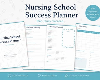 Personal Nursing School Planner, Budget & Study Tools PDF | NCLEX Prep Organizer | Nursing School Success Workbook | Digital Download