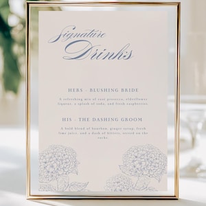 Template I Wedding - Signature Drinks Sign I True Blue