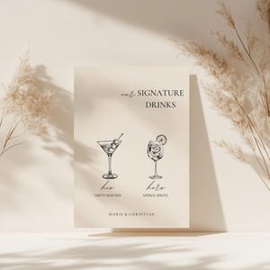 Plantilla | Cartel de bebidas exclusivas para boda | elegante y minimalista