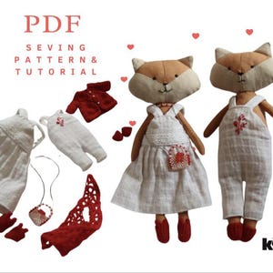 Fox Sewing Pattern PDF – Stuffed Fox Plushie Soft Toy – DIY Fabric Doll with Clothes – Instant Download