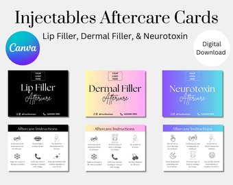 Injectables Aftercare Cards, Filler Aftercare Cards, Botox Aftercare Cards, DIY Injectables Aftercare Cards, Medical Spa Aftercare Cards