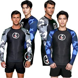 KOMBAT USA BJJ Kc Ocean & Snow Rash Guard |  Bjj Rash Guards for Boys |  Men Compression Shirt | Long  Sleeve Training Gear |