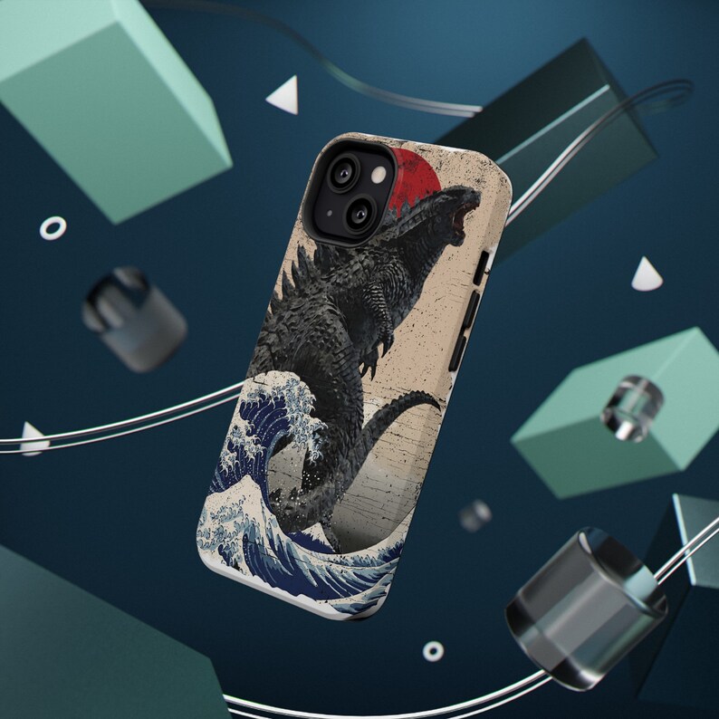Impact-resistant Cases Vintage Godzilla in Ocean & Sunset - Etsy