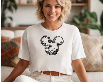 Unisex Softstyle T-Shirt Disney Black Roses & Hearts