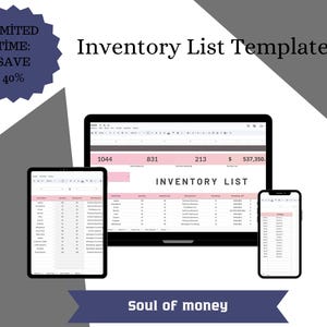 Modèle de liste d&#39;inventaire imprimable pour les petites entreprises | Feuille de calcul de suivi des stocks | Téléchargement de feuilles de calcul Google et Excel