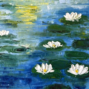 Lily Pads: Water Lily, Water Lily Painting on Canvas, Original Artwork, Nature Wall Art, Tranquil Floral Art, Modern Home Decor