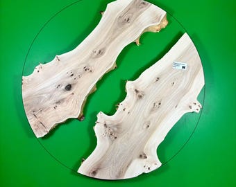 Losa de madera de olmo nudoso: pieza en blanco de resina epoxi con borde vivo (15,74 pulgadas)