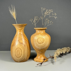 A set of two vases, Handmade Wooden vases,Rare wood vase, Wood Vases, Decorative Vases, Flower Vases, Dried Flower Vases