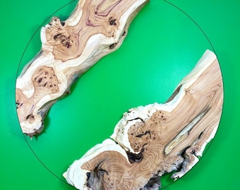 Losa de madera de nudo lila: pieza en blanco de resina epoxi con borde vivo (15,74 pulgadas)