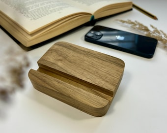 Minimalist Wooden Phone Stand: Natural Wood Desk Accessory