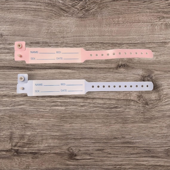 Reborn baby doll hospital bracelet, band pink or blue newborn boy or girl