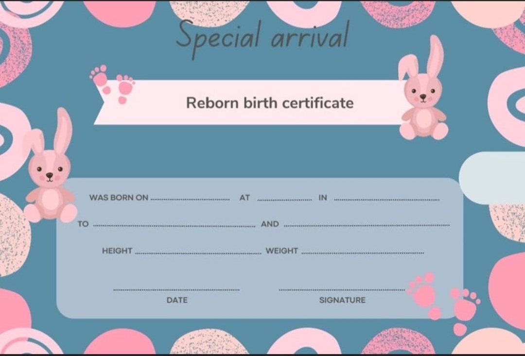 Reborn Birth Certificate Adoption Certificate Dolls PDF Instant ...